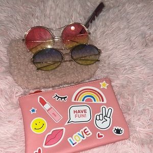 Bundle - 2 pairs of sunglasses + two cosmetics pouches